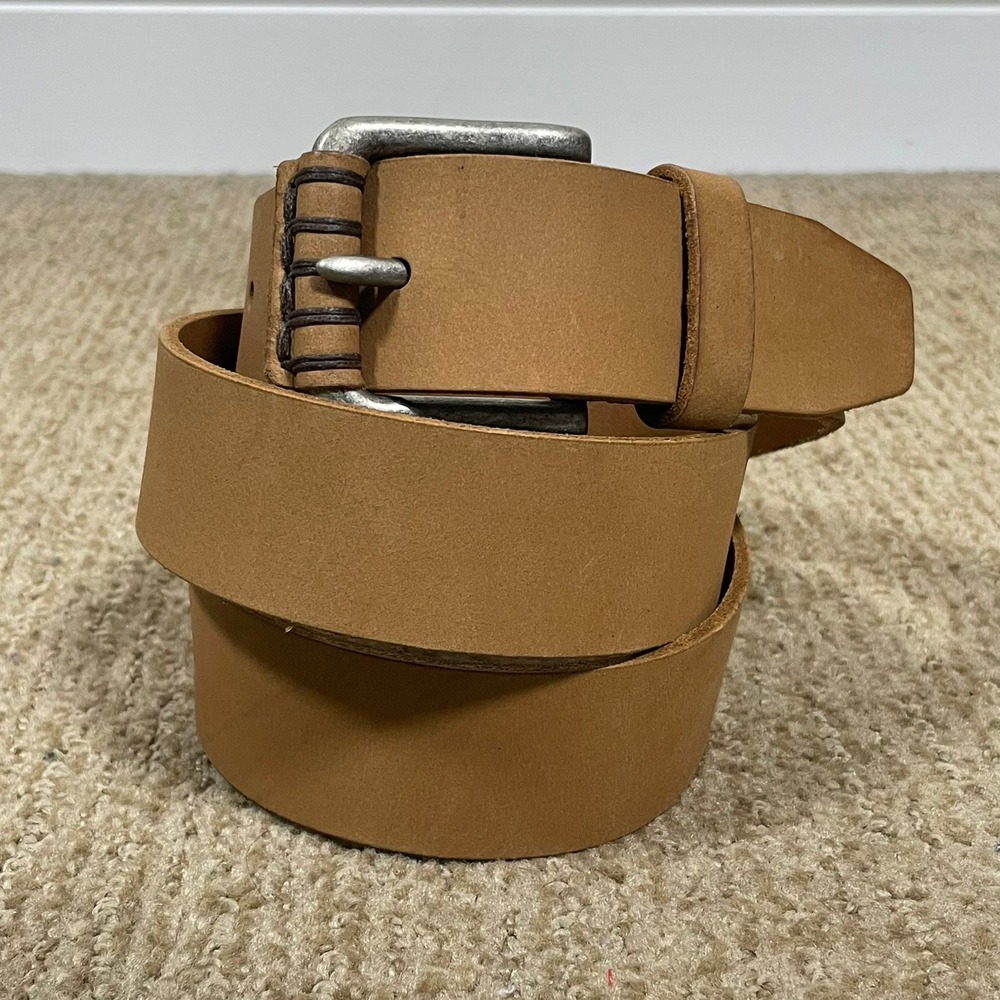 Lucky Brand Leather Belt Mens 40 Tan BKM00009 Rugged Americana Heritage Style